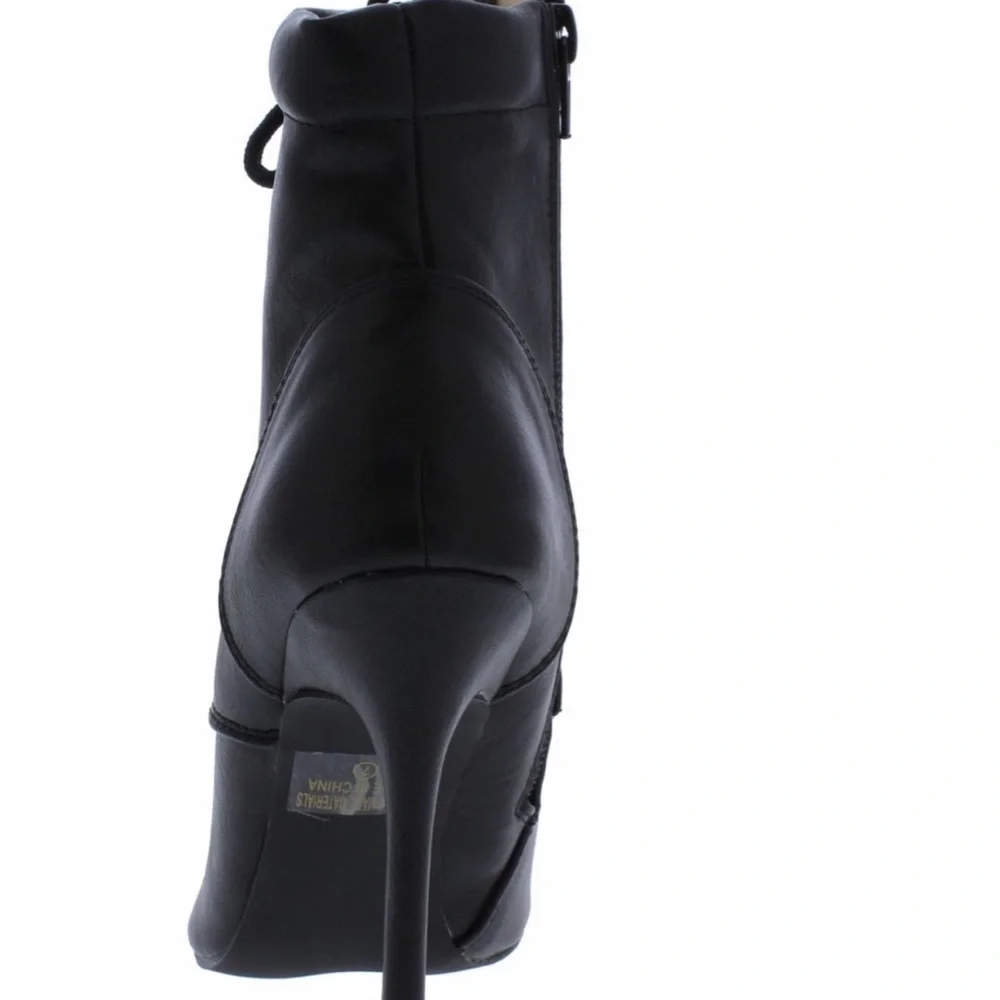 Single sole lace up stilleto boots. Manmade leather - Picture 2 of 6